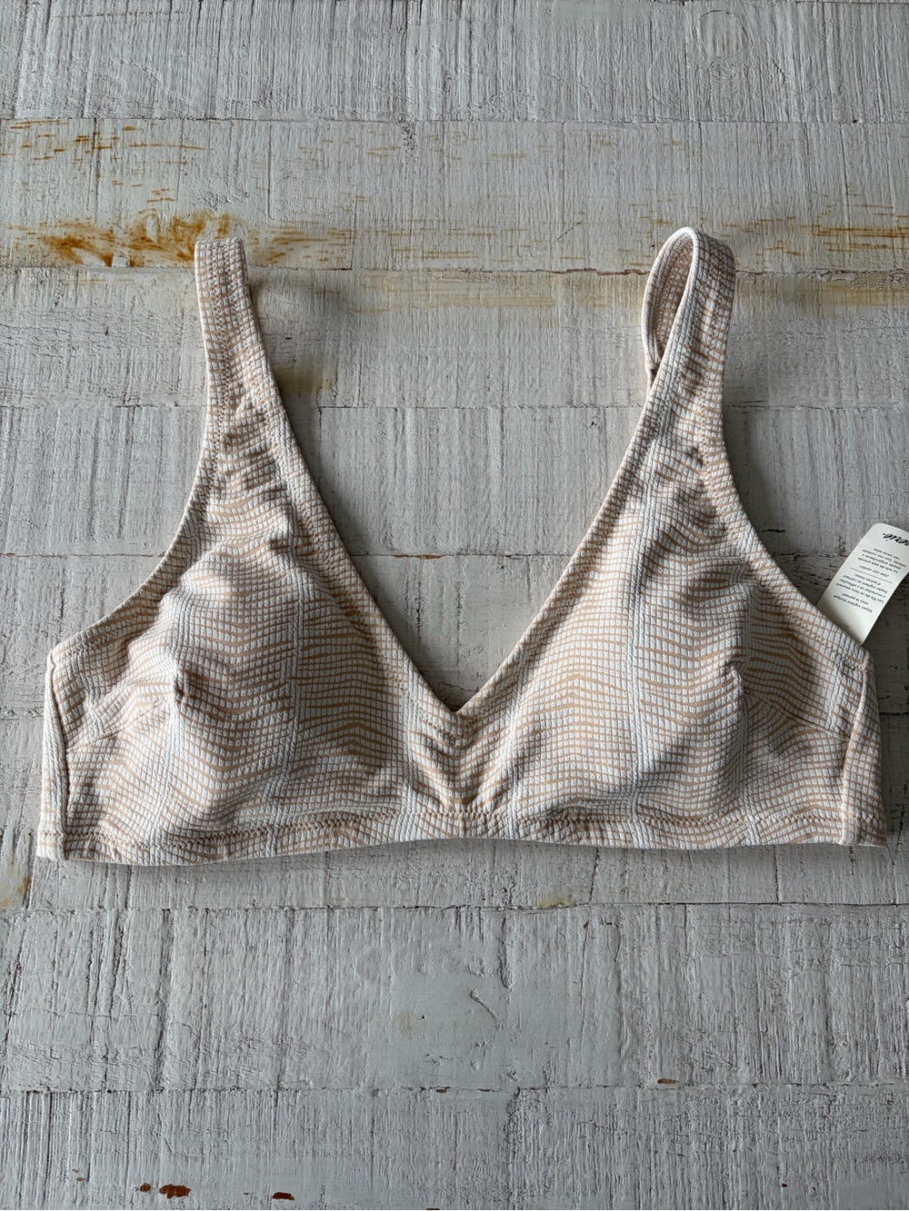 Aerie Jacquard Wide Strap Voop Bikini Top NWT size XL‎ Cream Nude Beige